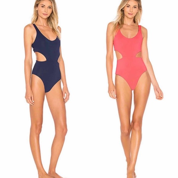 L*Space Rita One Piece Reversible Navy Pink Size 8 Bitsy Cut - Picture 8 of 9